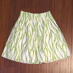 Cato White and Green A-Line Knee-Length Skirt - Size 8